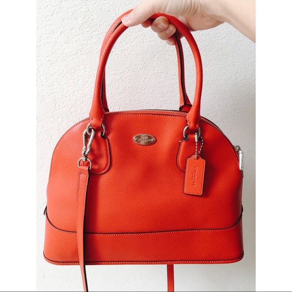 Coach Red Cross-Grain Leather Dome Bag - Picture 8 of 8